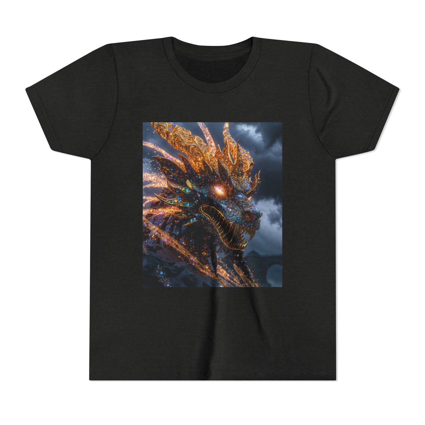 Youth Dragon Tee — Fiery Dragon Head Graphic Kids T‑Shirt