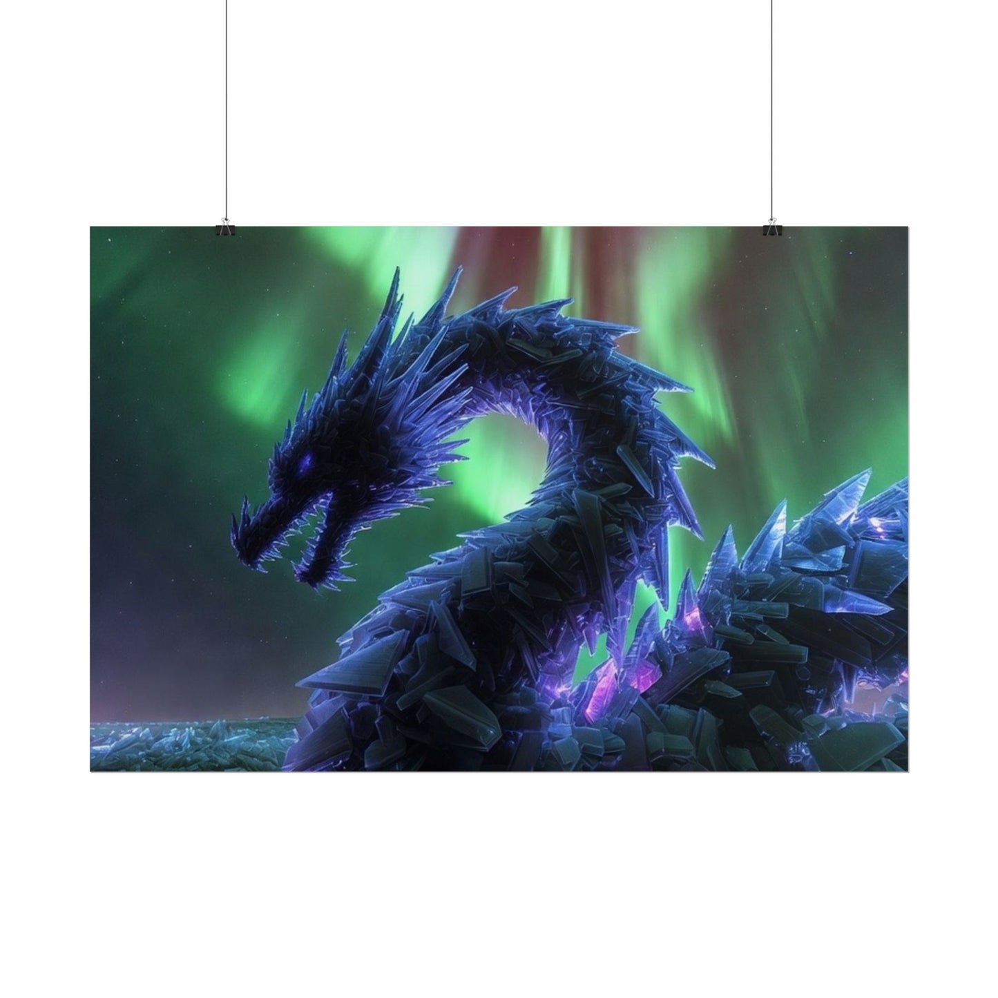 Aurora Crystal Dragon Poster — Fantasy Wall Art Print