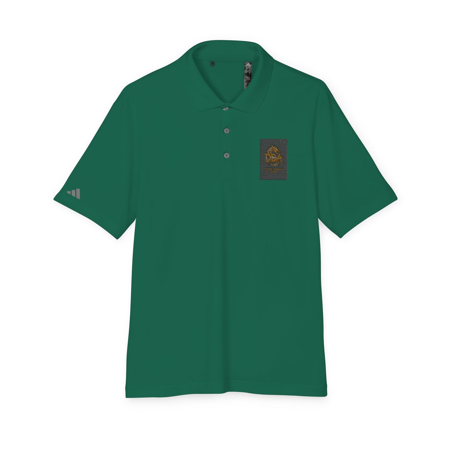 Adidas Performance Polo — Gold Crest Patch Chest Logo