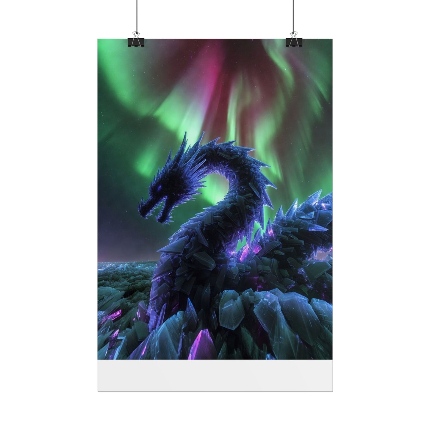 Aurora Crystal Dragon Poster — Fantasy Wall Art Print