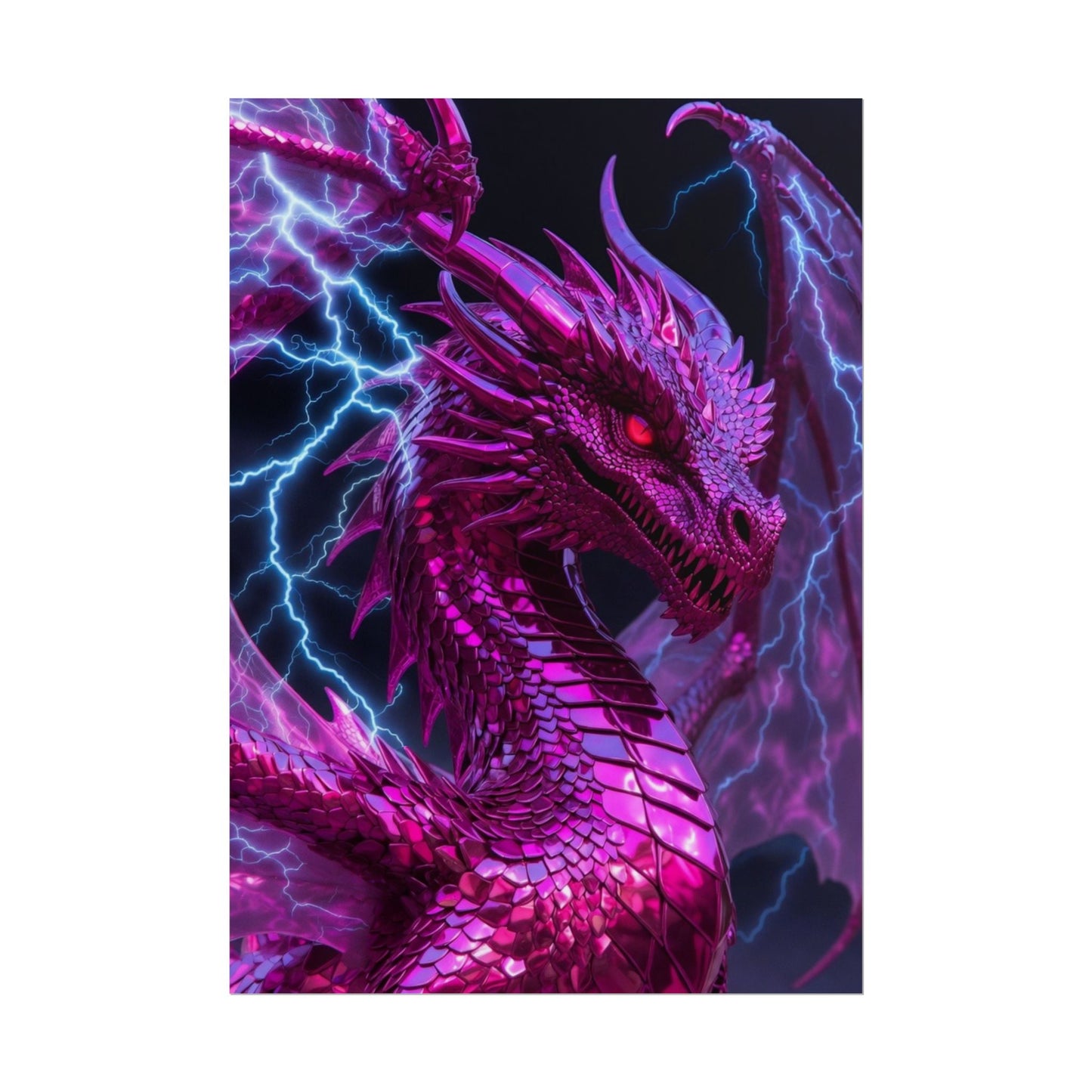 Pink Electric Dragon Poster — Fantasy Wall Art Rolled Poster