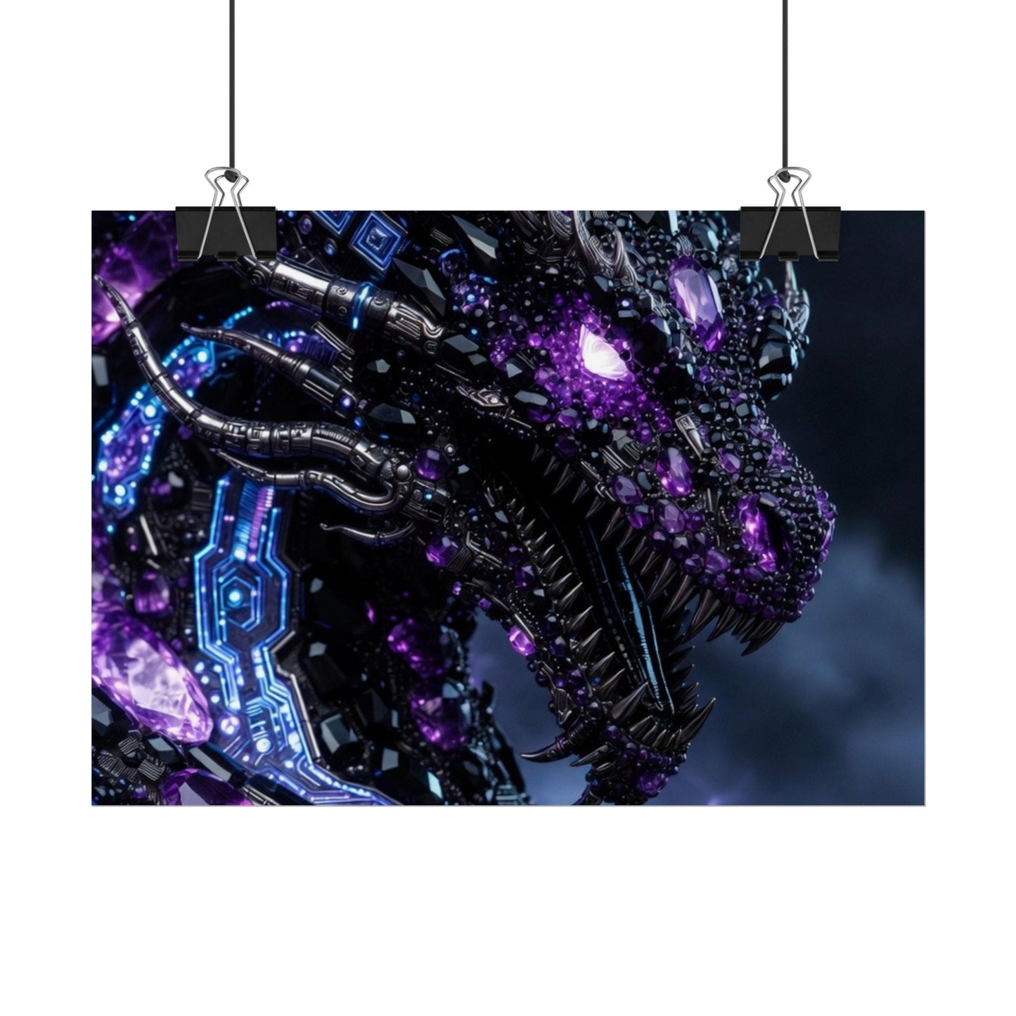Rolled Poster — Cyberpunk Dragon Storm Art Print