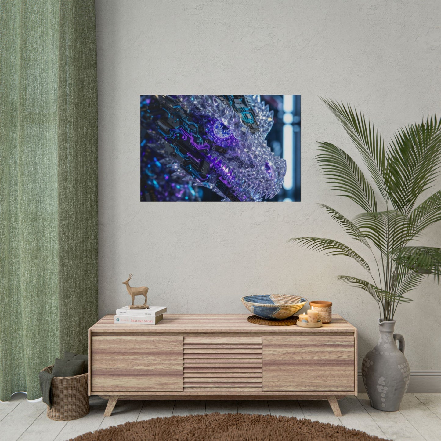Rolled Poster — Cyber Crystal Dragon Art Print