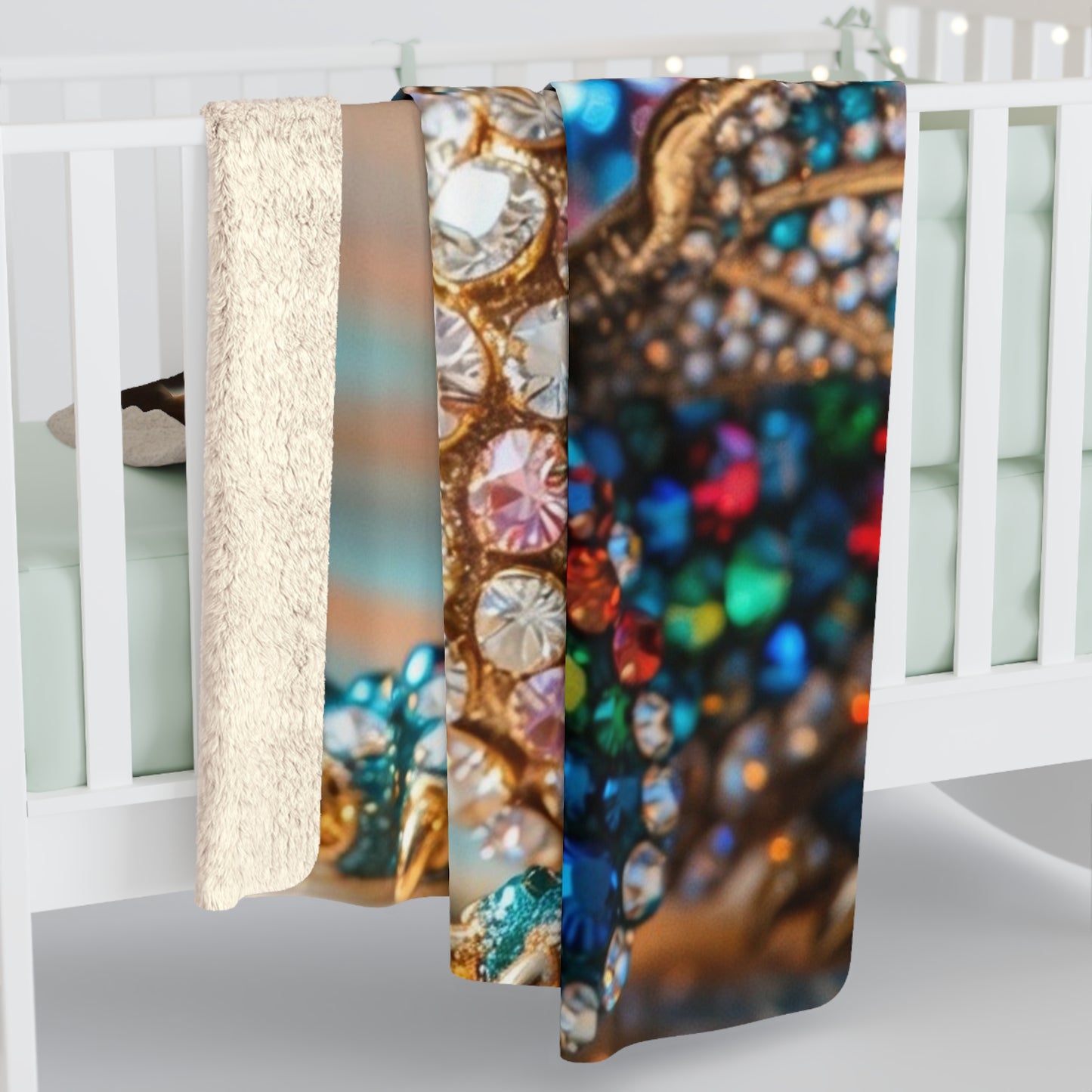 Jeweled Dragon Sherpa Blanket — Cozy Plush Fleece Throw with Gemstone Dragon Design