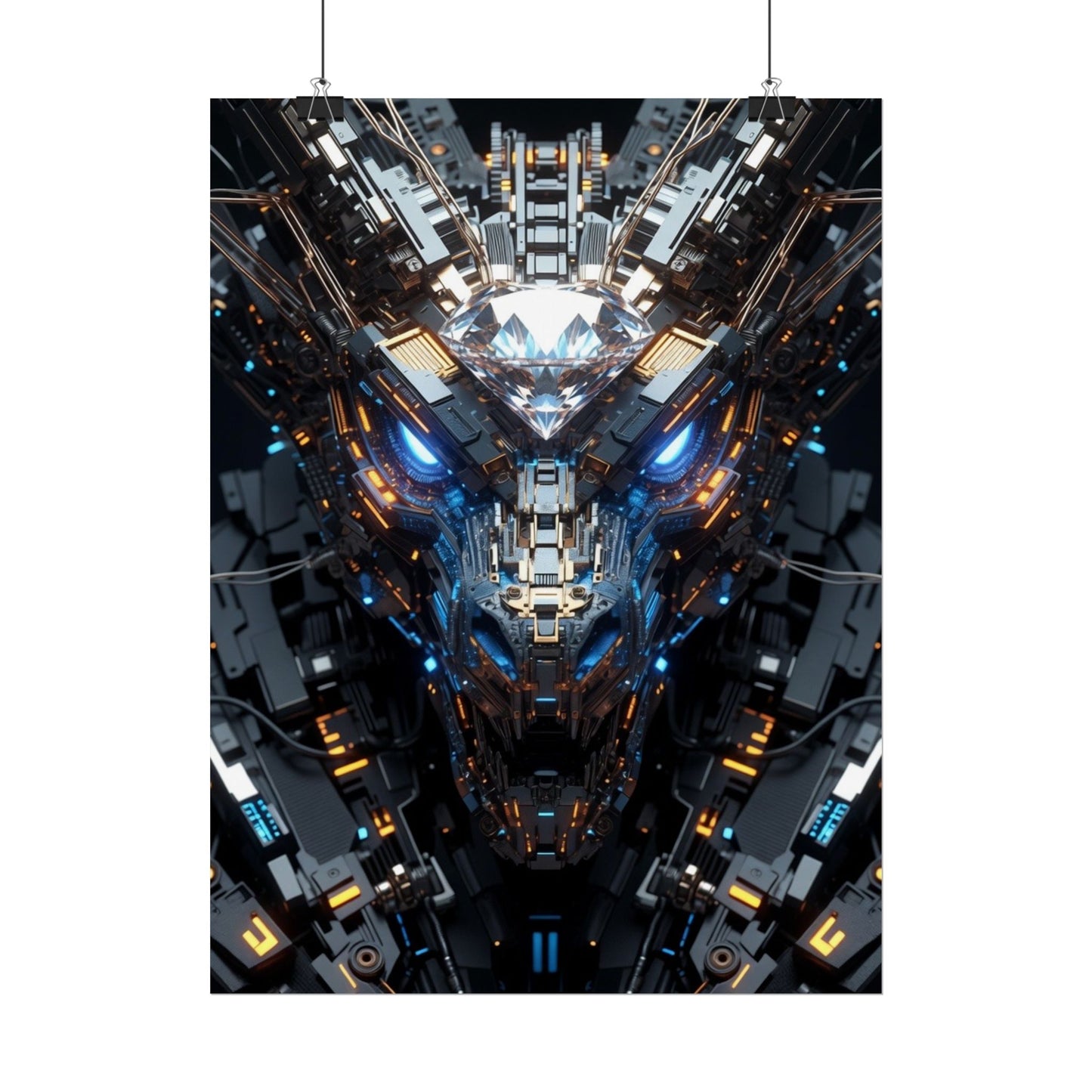 Futuristic Mech Dragon Poster – Cybernetic Robot Art Print