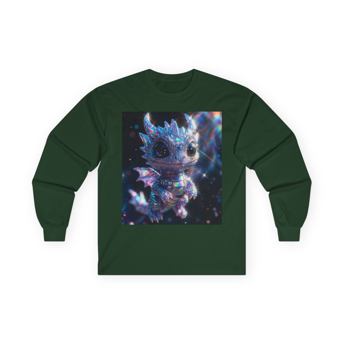 Crystal Baby Dragon Long Sleeve Tee — Sparkly Fantasy Crewneck