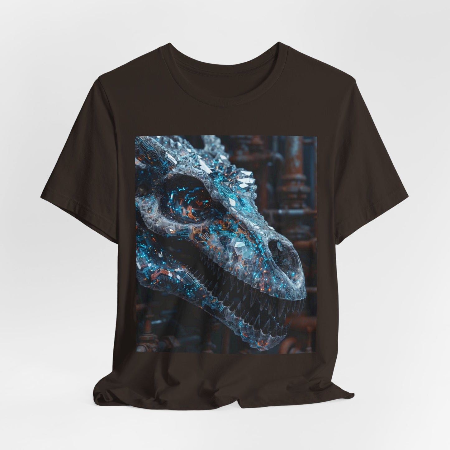 Dragon Skull Graphic Tee — Iridescent Fossil Art T-Shirt