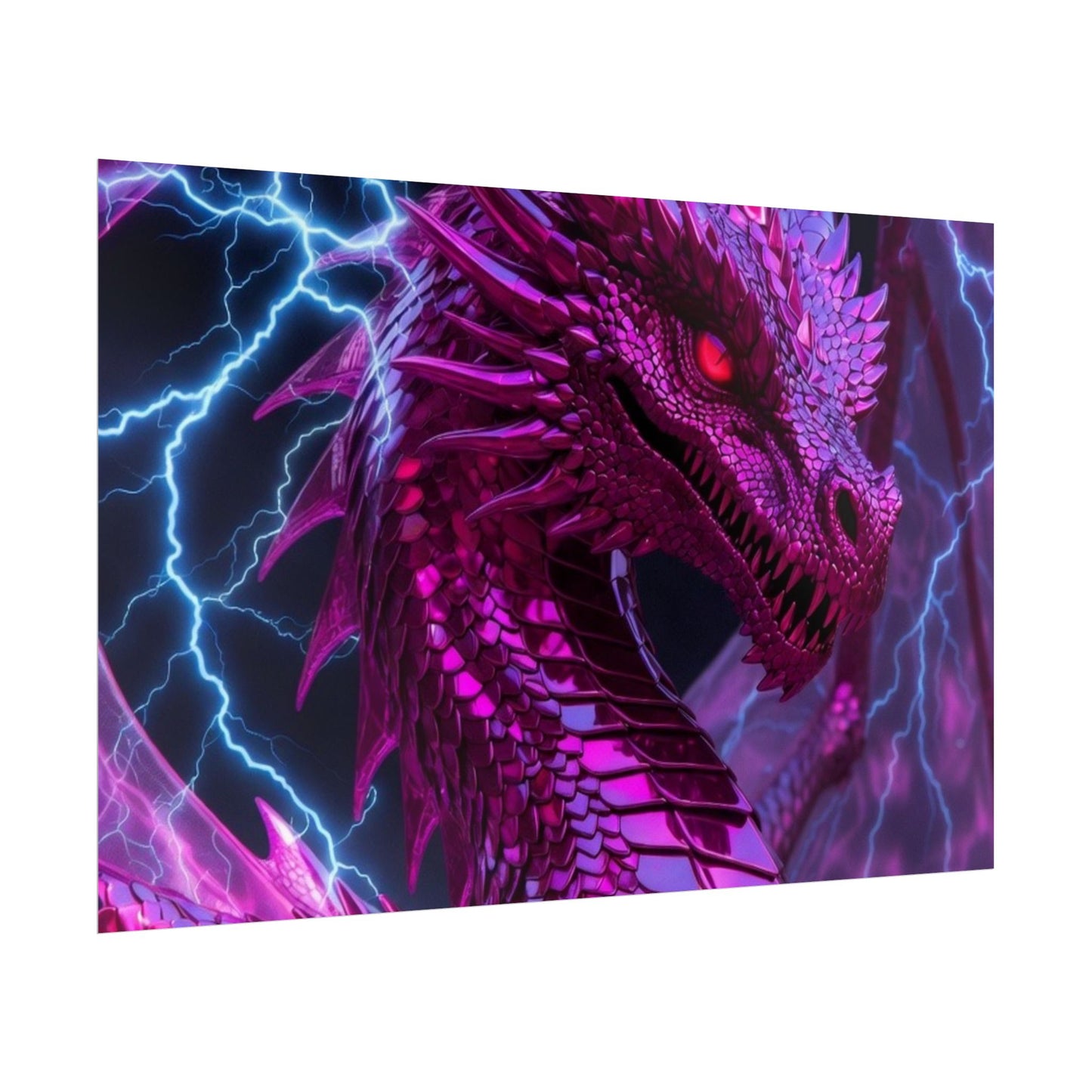 Pink Electric Dragon Poster — Fantasy Wall Art Rolled Poster