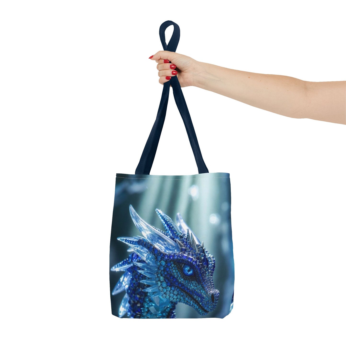 Blue Crystal Dragon Tote Bag — Fantasy Art All-Over Print