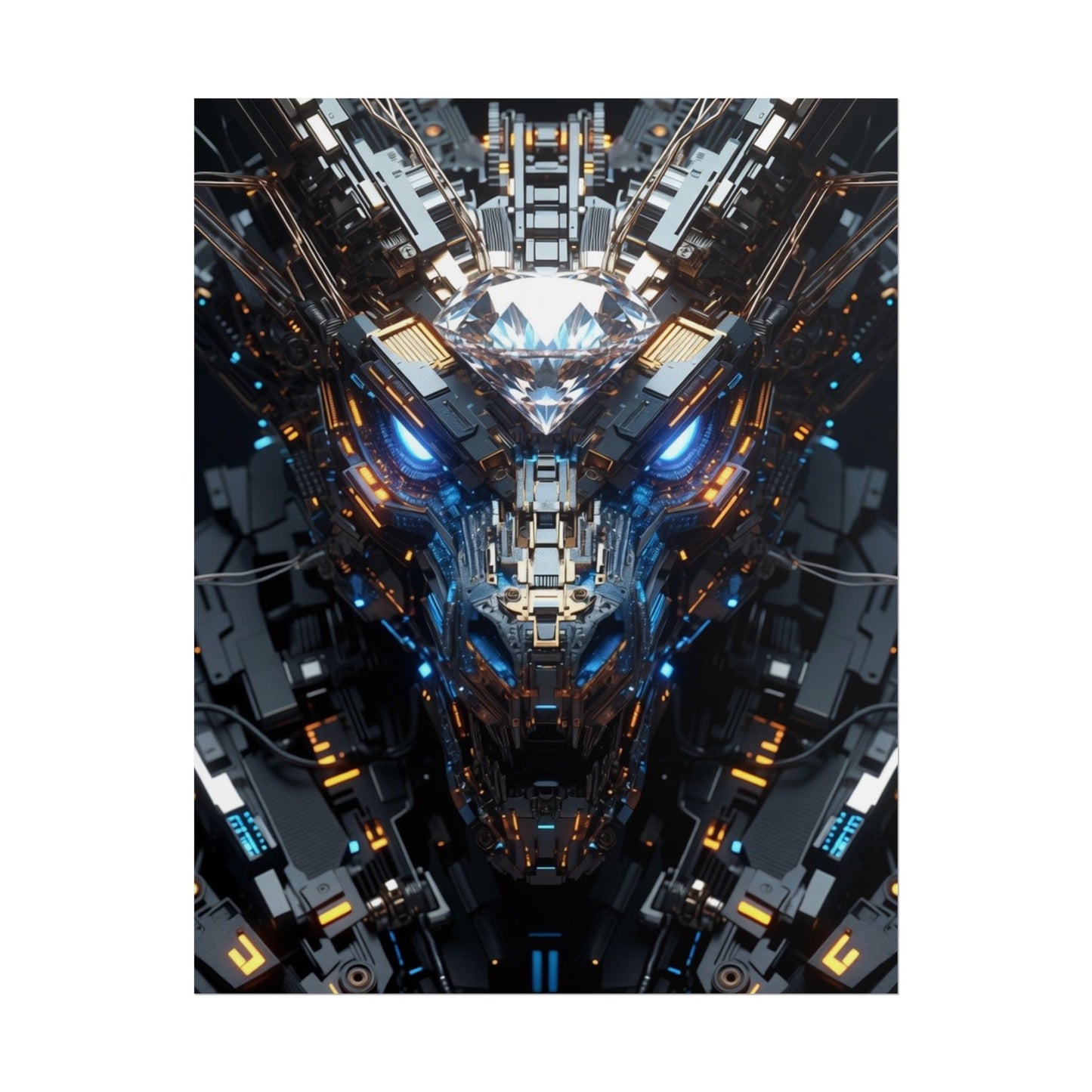 Futuristic Mech Dragon Poster – Cybernetic Robot Art Print