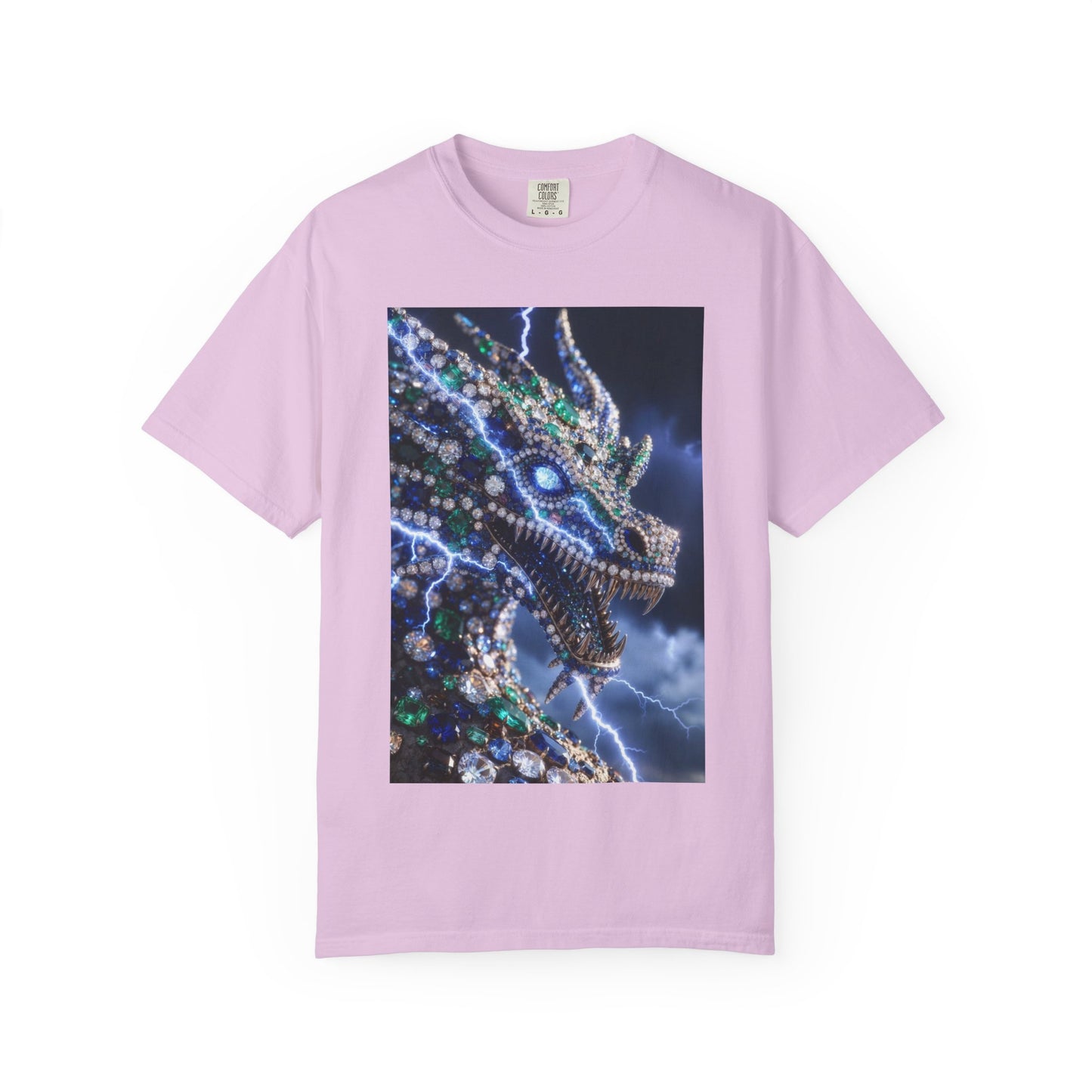 Dragon Lightning Graphic T-Shirt — Jewel-Studded Dragon Design