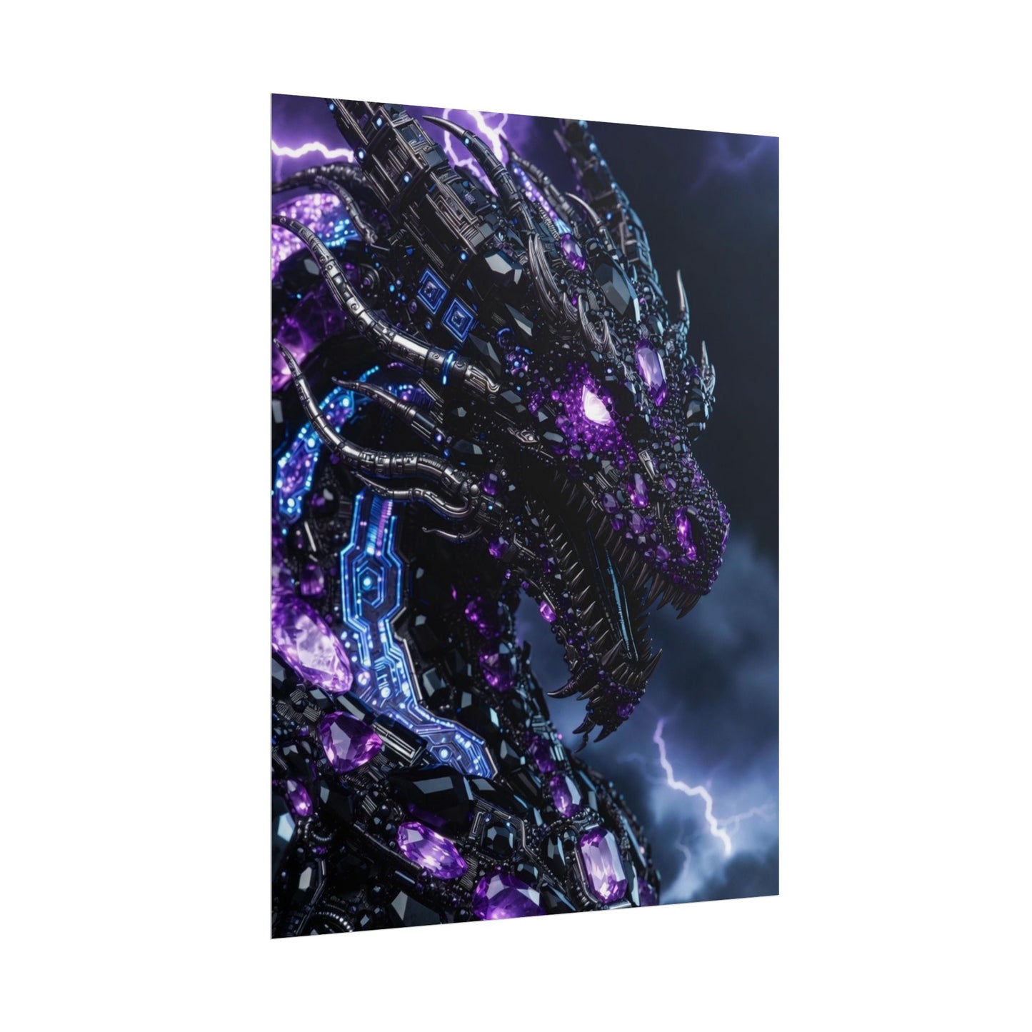 Rolled Poster — Cyberpunk Dragon Storm Art Print