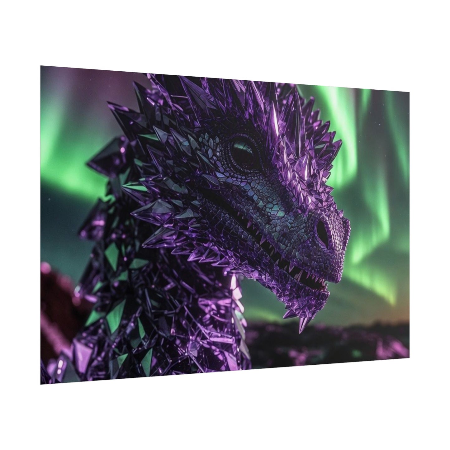 Aurora Dragon Rolled Poster — Purple Crystal Dragon Wall Art