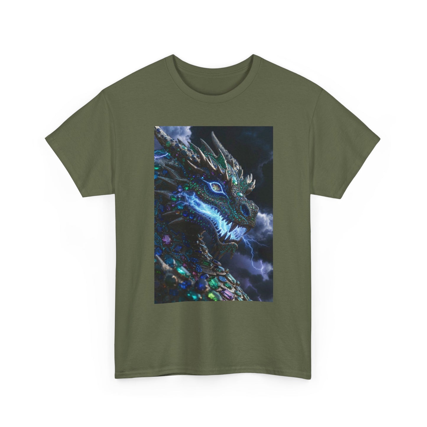 Dragon Portrait T‑Shirt — Neon Blue Fantasy Dragon Graphic Tee