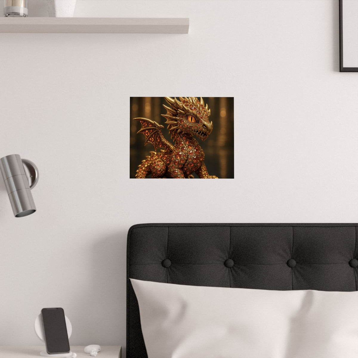 A Golden Orange Dragon Art Print, Satin Poster, Dragon Wall Art, Fantasy Decor, Gift for Gamers, Dragon Lover's Decoration