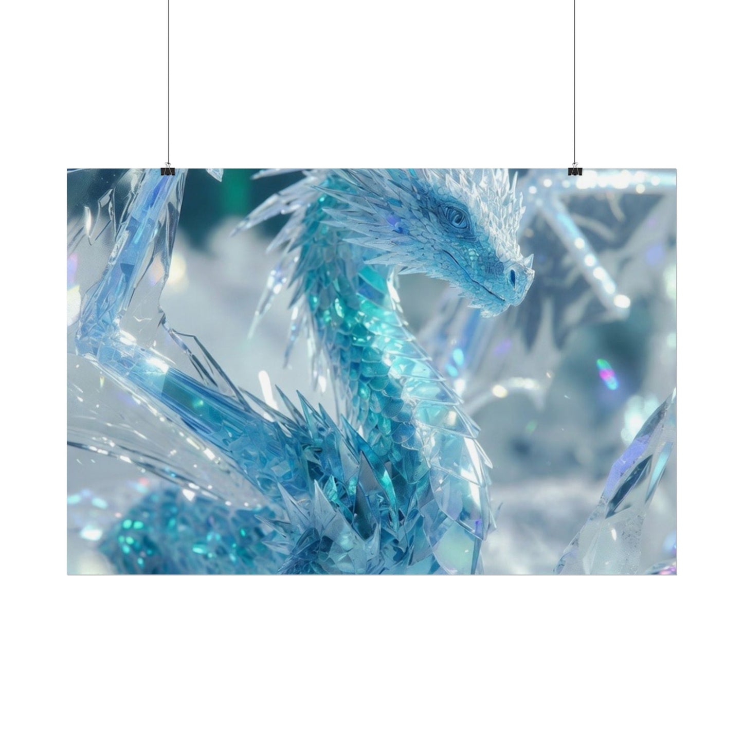 Ice Crystal Dragon Poster — Fantasy Aurora Wall Art (Rolled Poster)