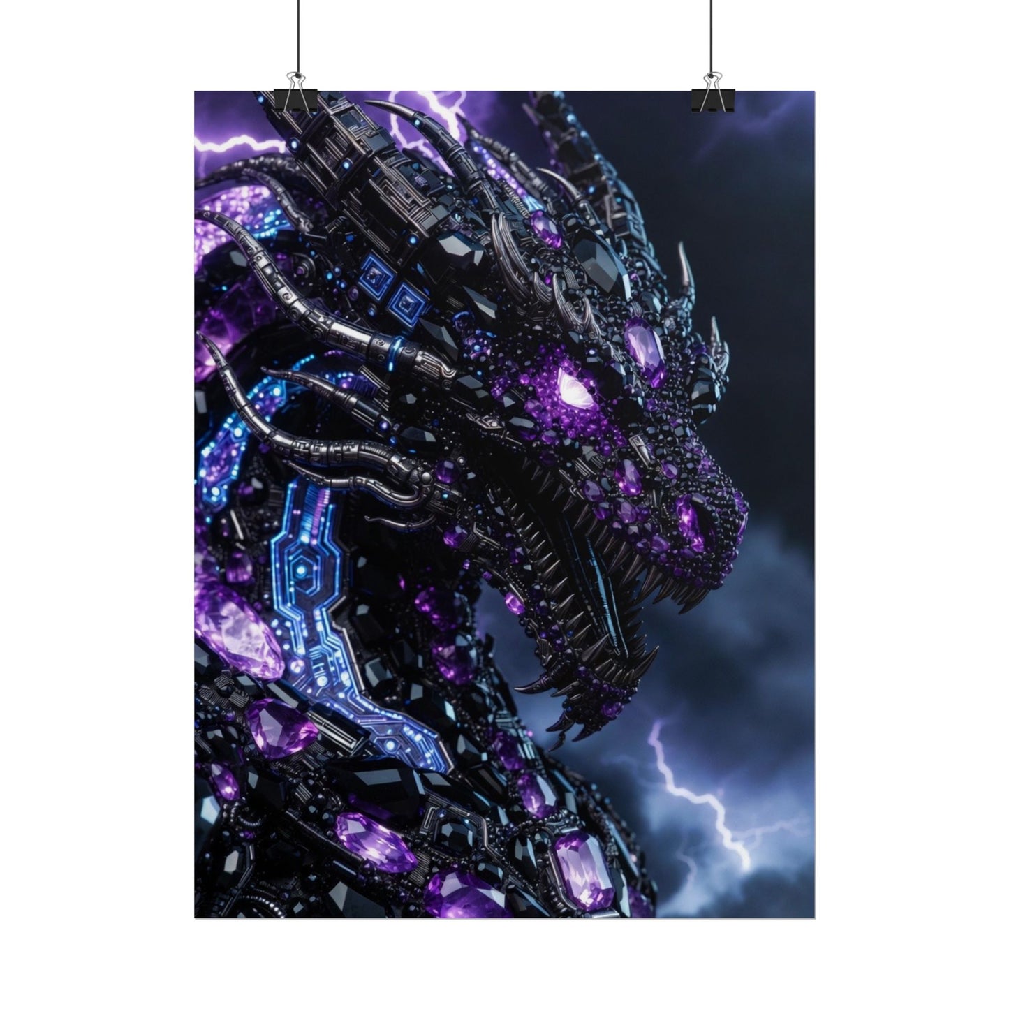 Rolled Poster — Cyberpunk Dragon Storm Art Print