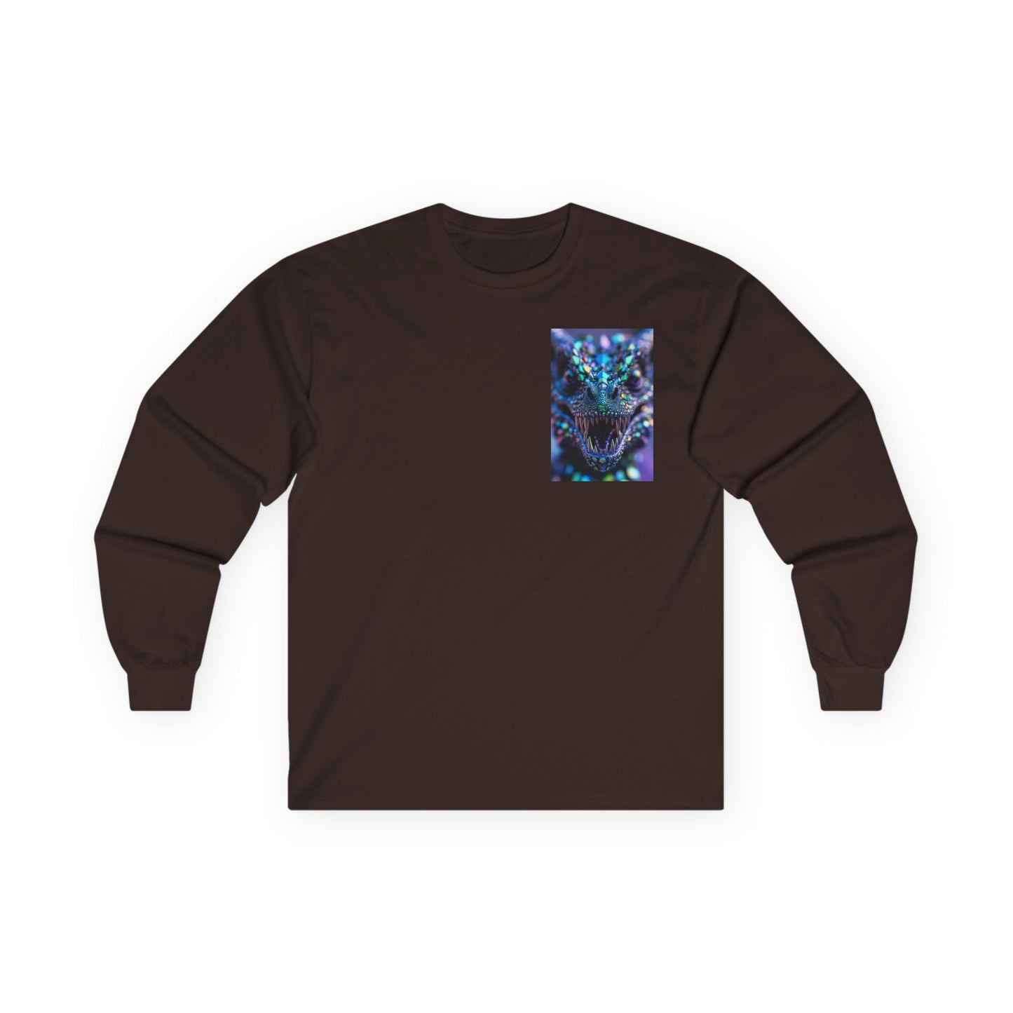 Long Sleeve Tee — Cosmic DRAGON Chest Print | Mystical Galaxy Animal Shirt