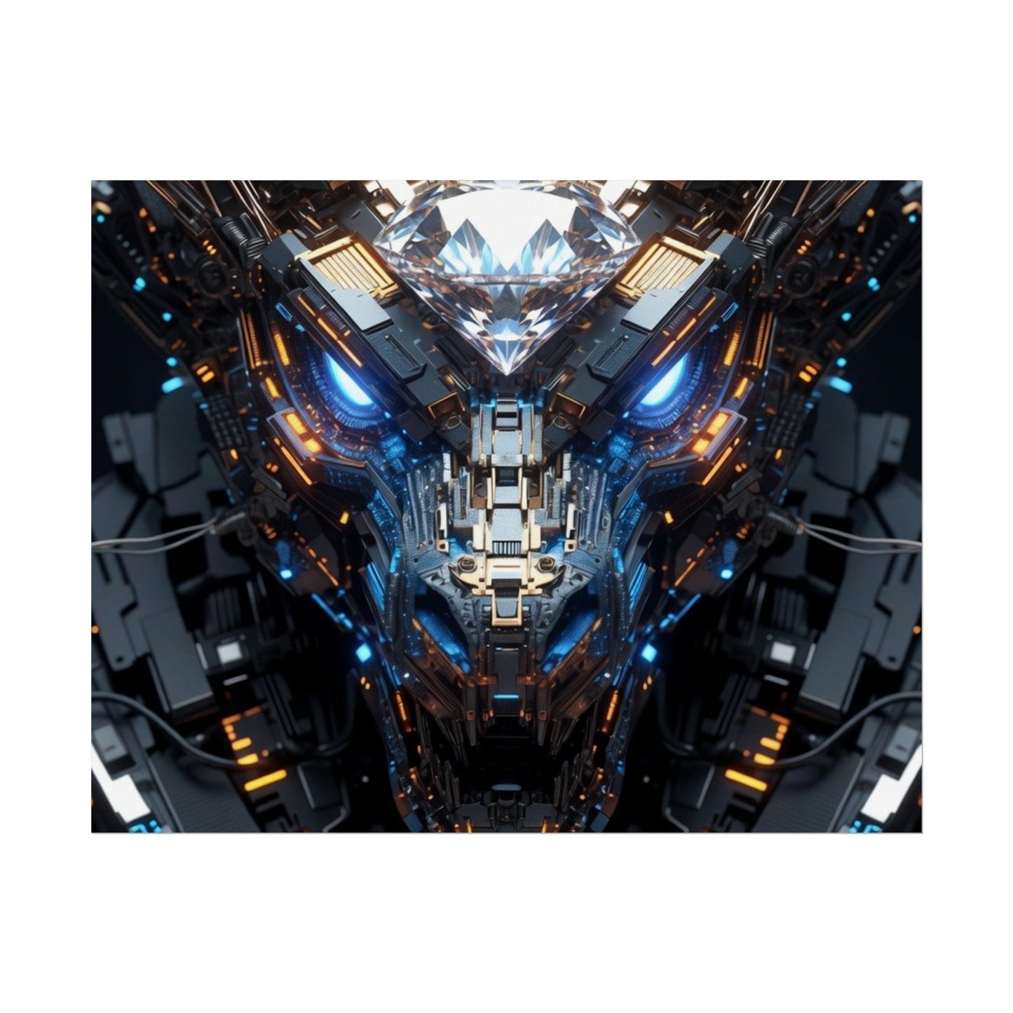 Futuristic Mech Dragon Poster – Cybernetic Robot Art Print