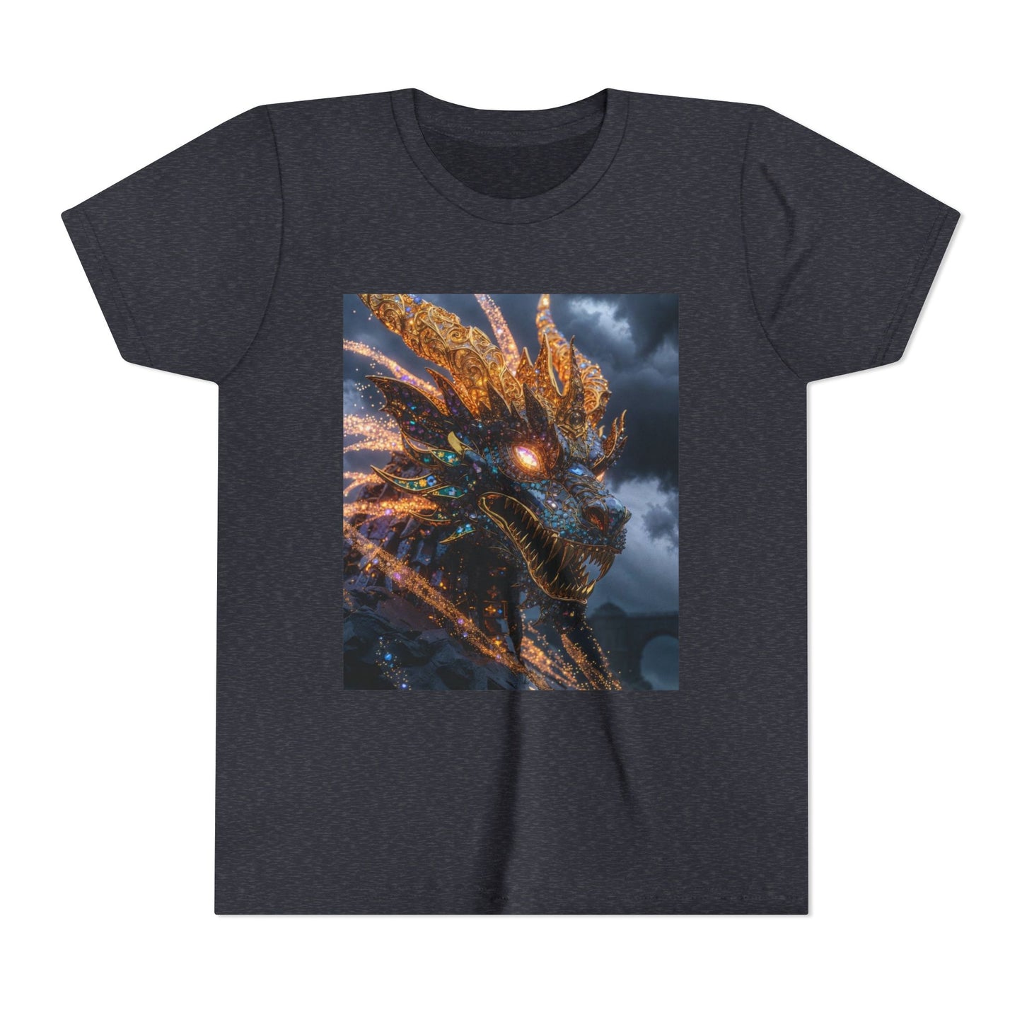 Youth Dragon Tee — Fiery Dragon Head Graphic Kids T‑Shirt