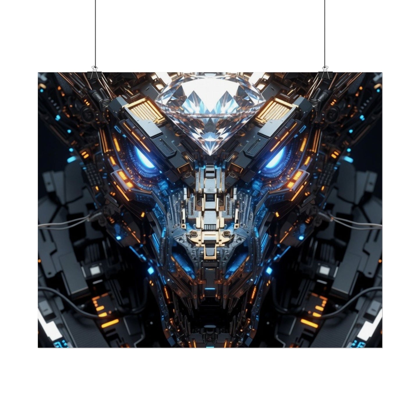 Futuristic Mech Dragon Poster – Cybernetic Robot Art Print