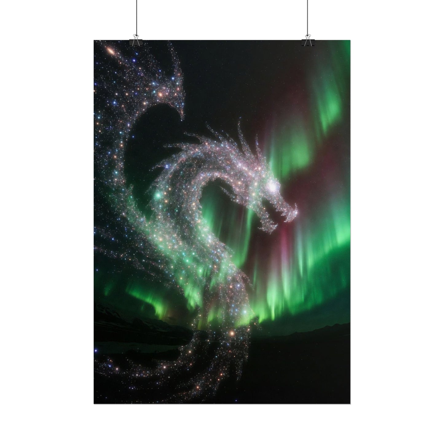 Aurora Dragon Poster — Northern Lights Fantasy Art Print