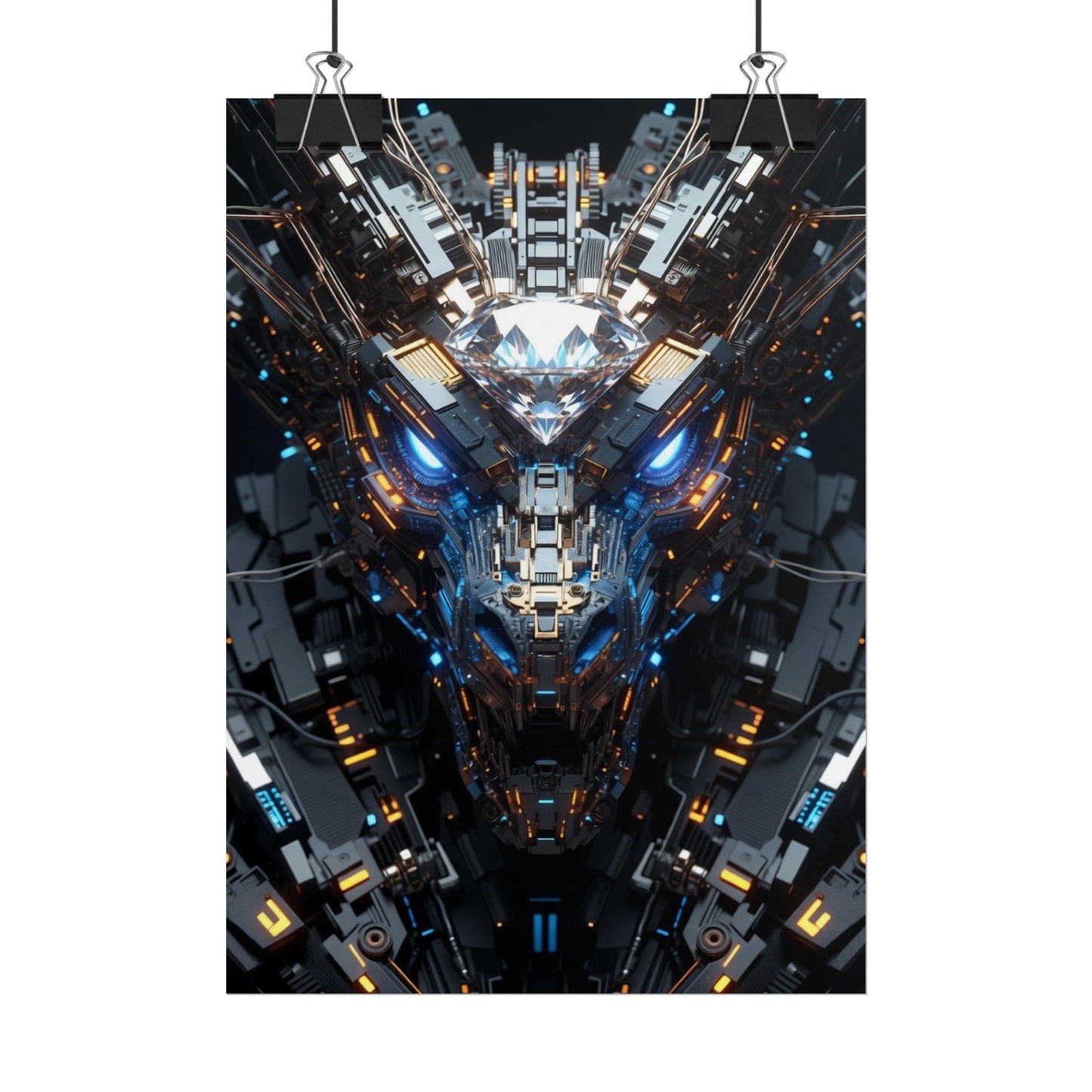 Futuristic Mech Dragon Poster – Cybernetic Robot Art Print