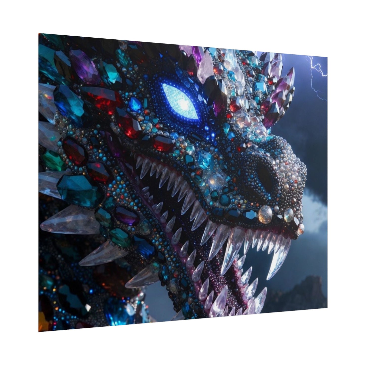 Dragon Crystal Poster — Fantasy Gem-Encrusted Dragon Wall Art (Rolled Poster)