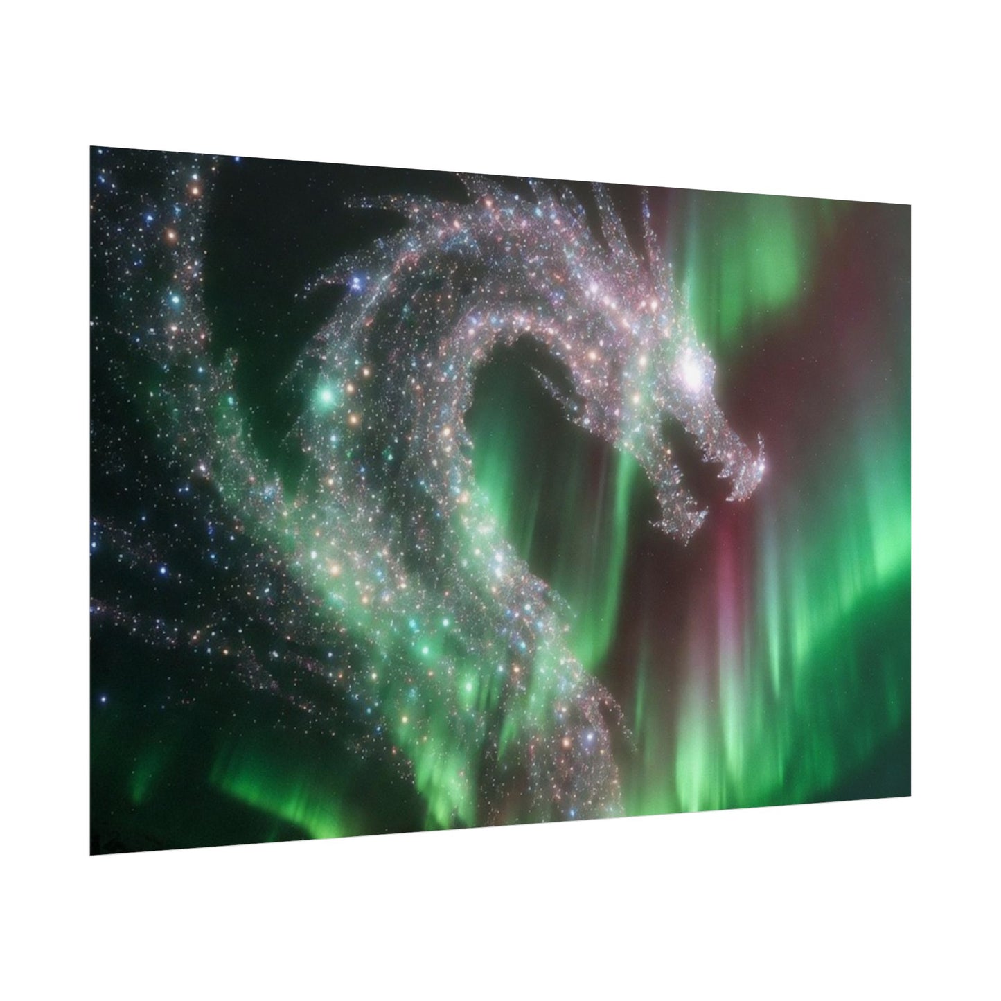 Aurora Dragon Poster — Northern Lights Fantasy Art Print