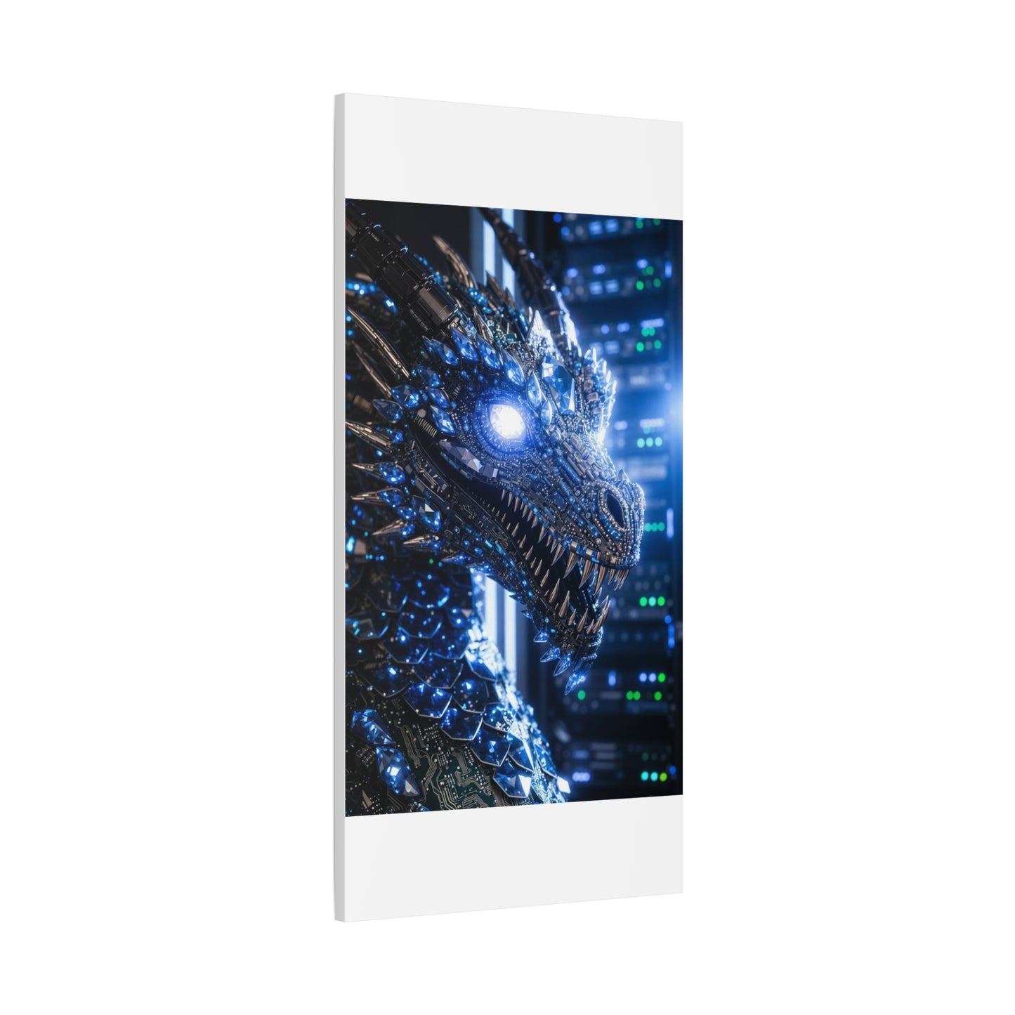 Cyber Dragon Canvas Print — Futuristic Metallic Dragon Wall Art