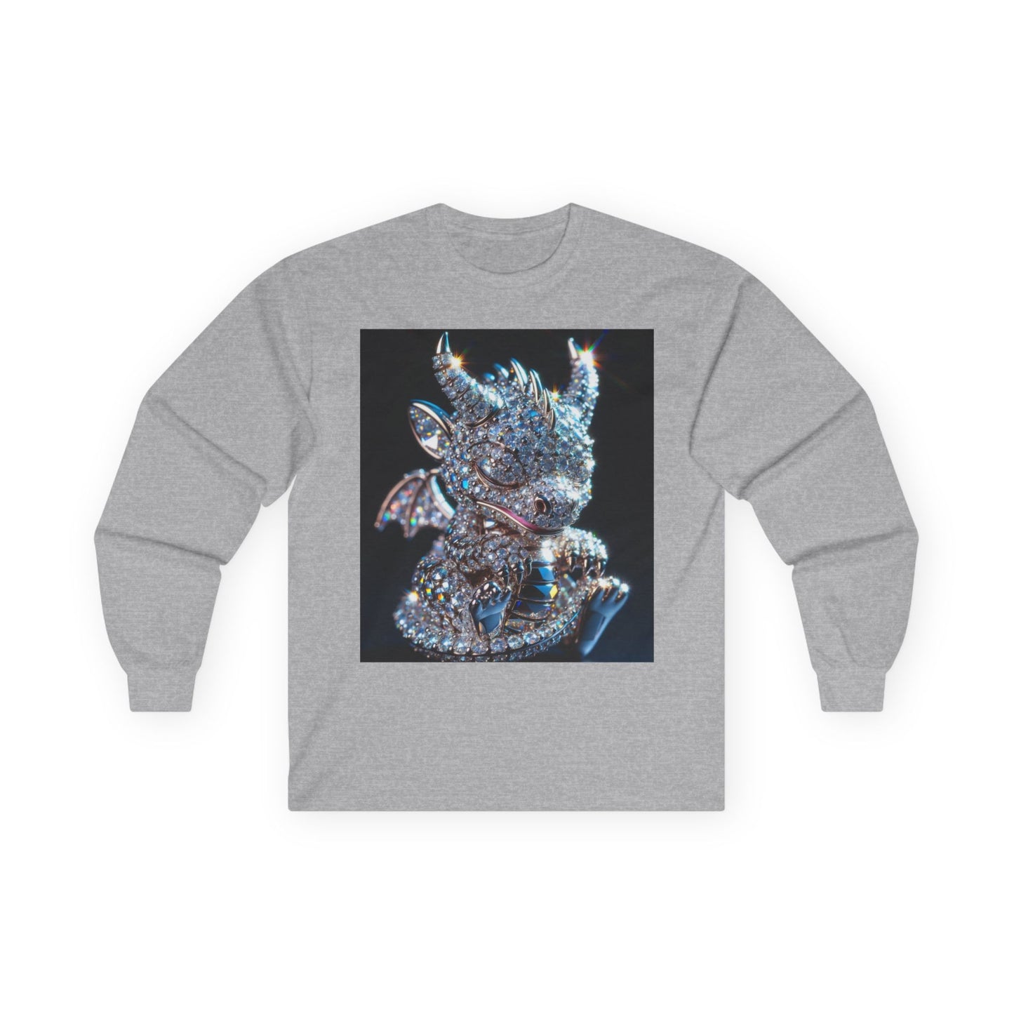 Dragon Head Long Sleeve Tee — Iridescent Fantasy Skull Graphic