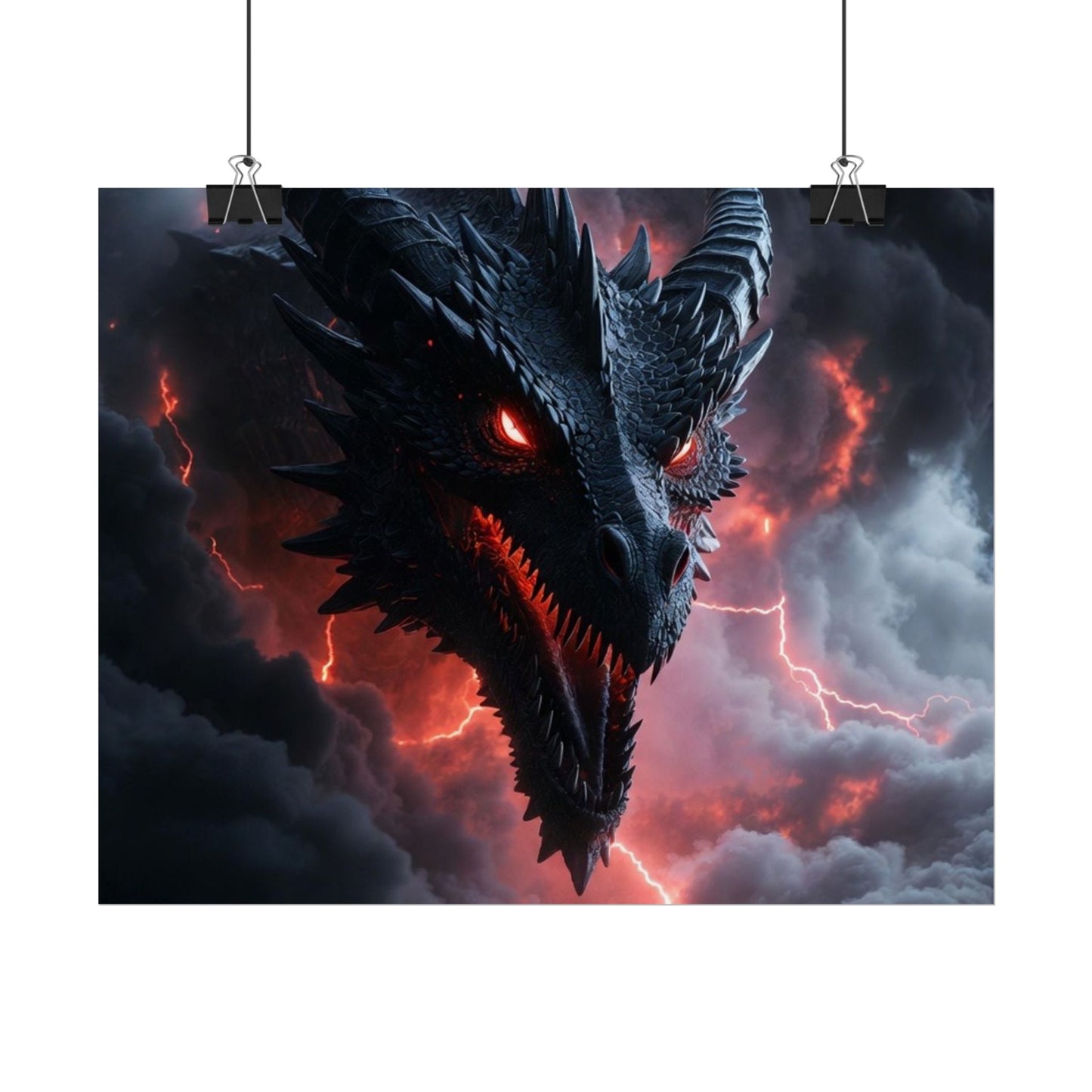 Dragon Storm Rolled Poster — Dark Fantasy Dragon Wall Art