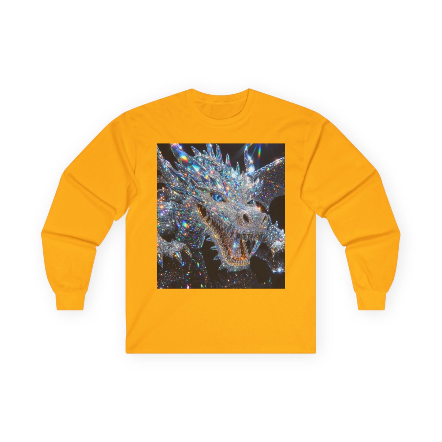 Crystal Dragon Long Sleeve Tee — Sparkling Fantasy Dragon Graphic