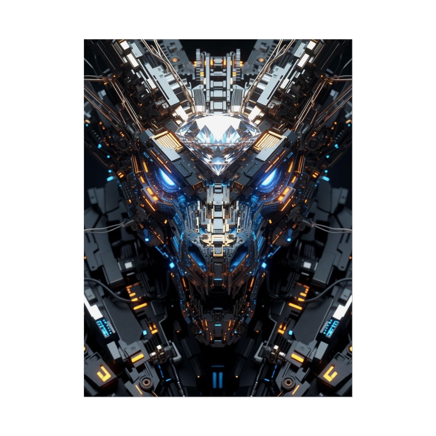 Futuristic Mech Dragon Poster – Cybernetic Robot Art Print