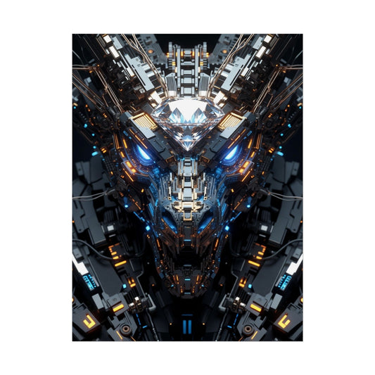 Futuristic Mech Dragon Poster – Cybernetic Robot Art Print