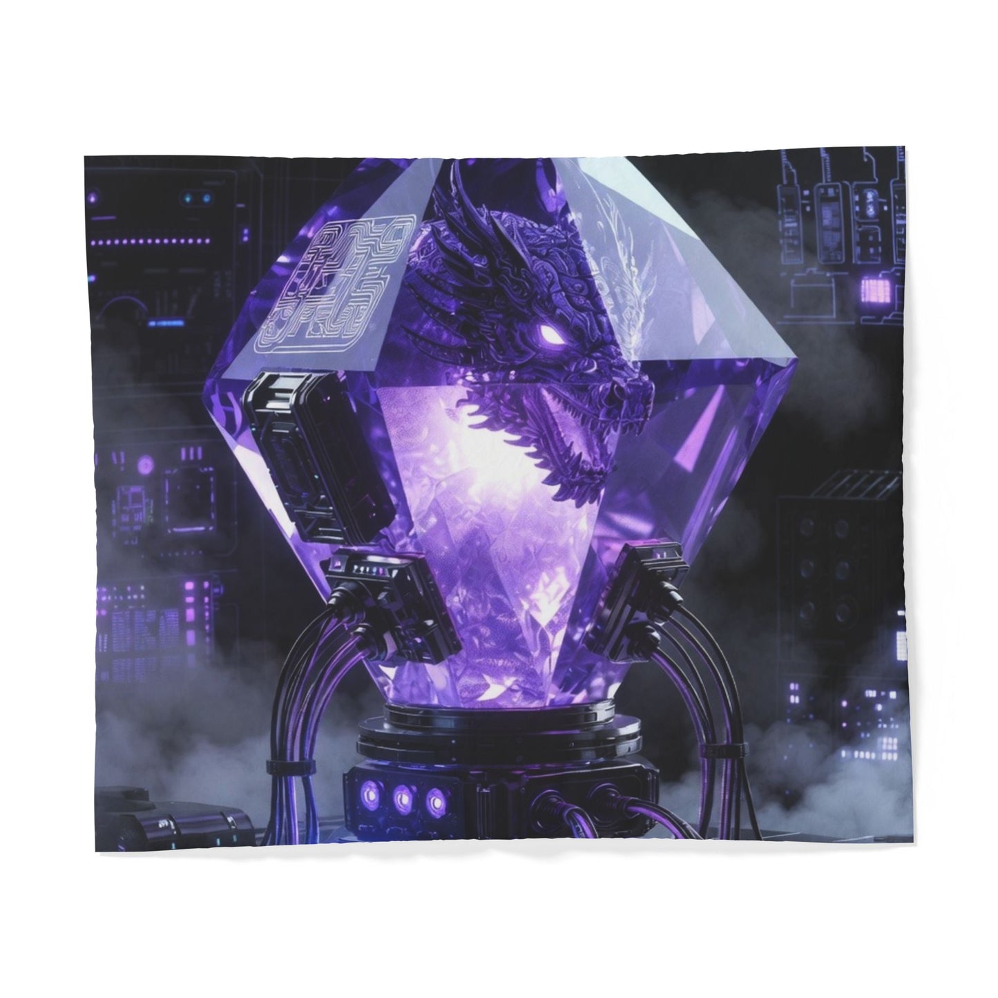 Purple Crystal Core Duvet Cover – Sci‑Fi Gem Bedspread
