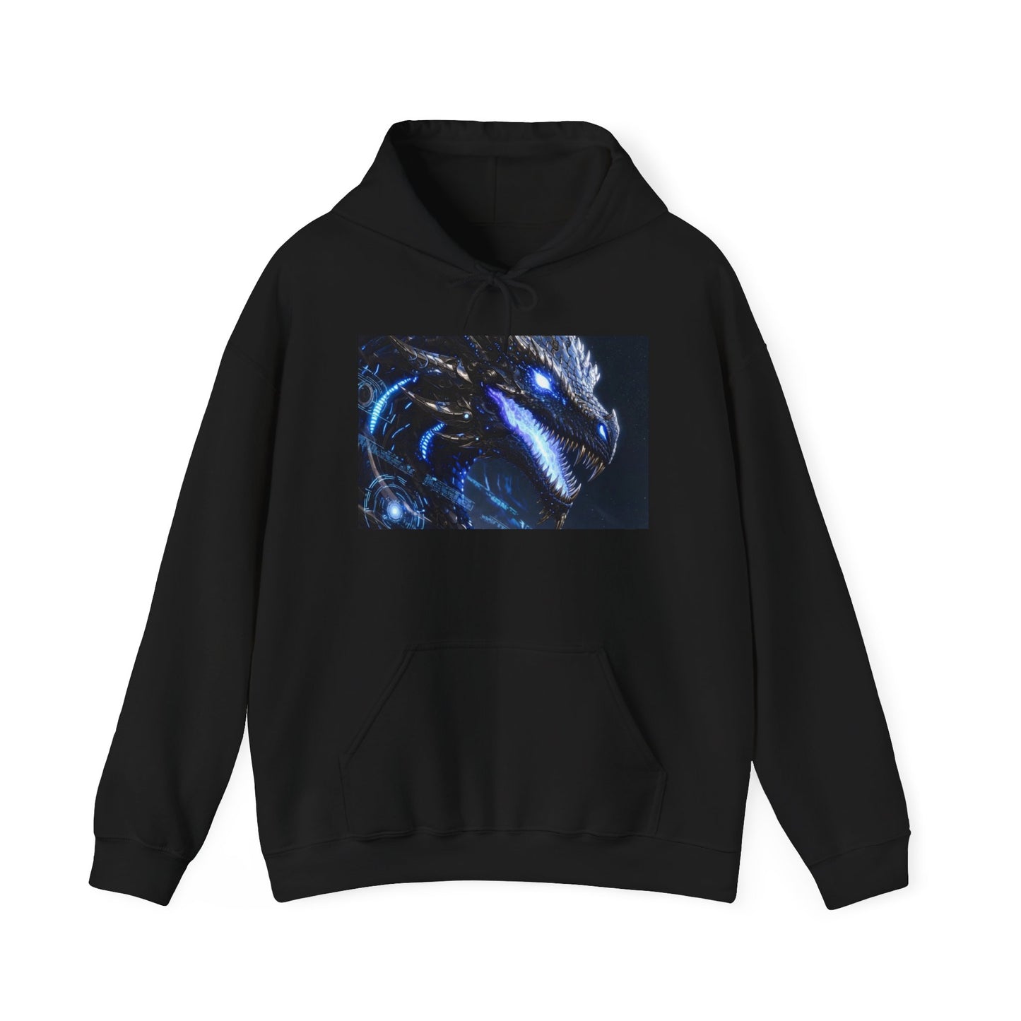 Blue Dragon Hoodie – Neon Fantasy Dragon Face Pullover
