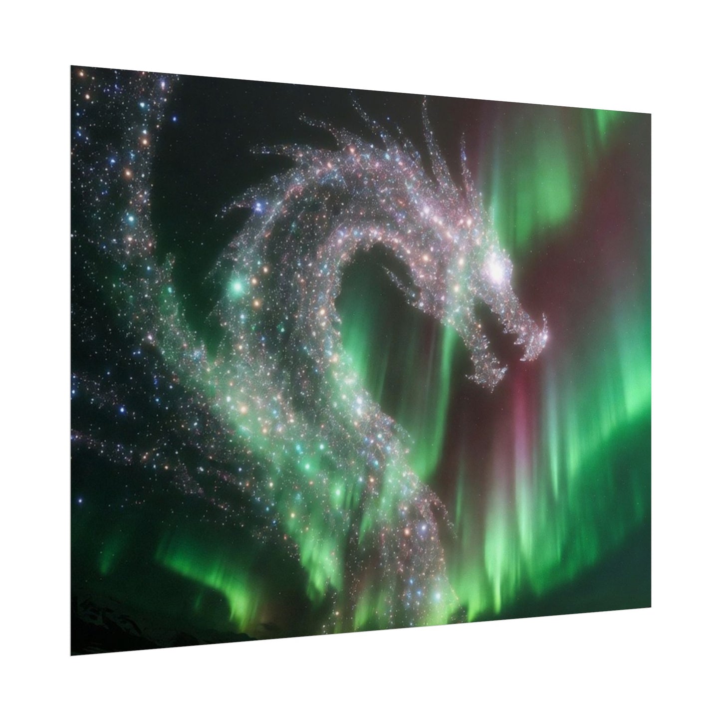 Aurora Dragon Poster — Northern Lights Fantasy Art Print