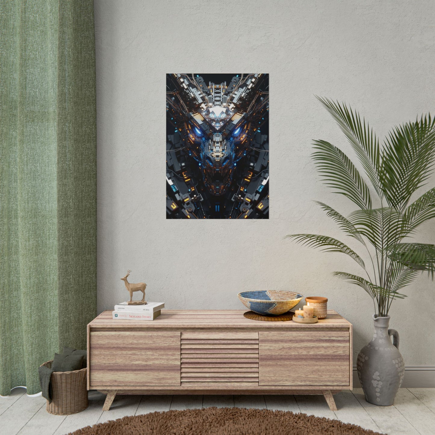 Futuristic Mech Dragon Poster – Cybernetic Robot Art Print