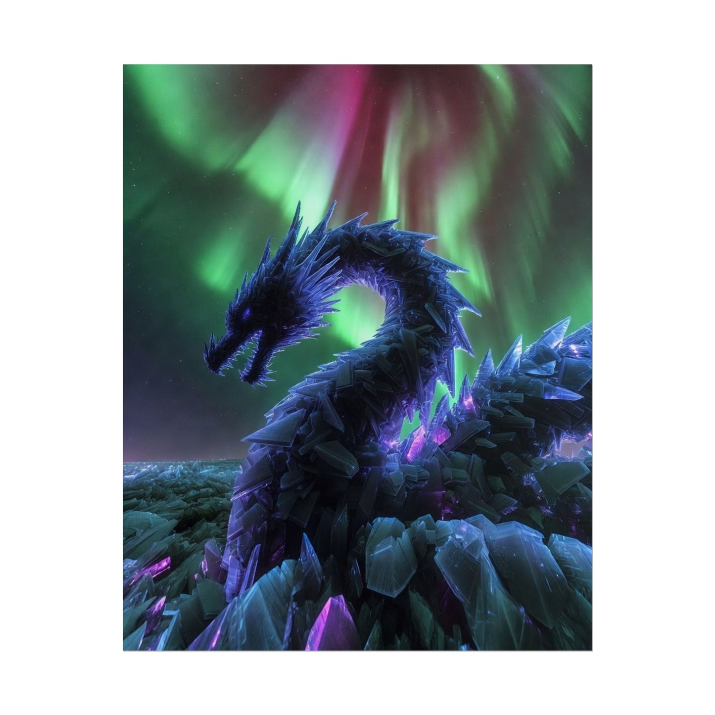 Aurora Crystal Dragon Poster — Fantasy Wall Art Print