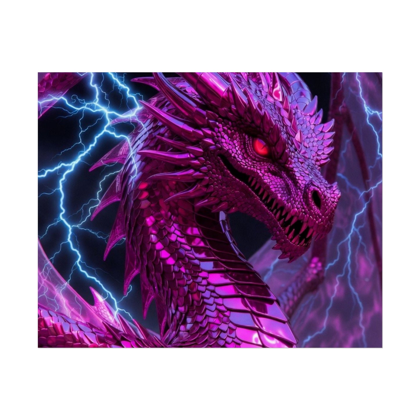 Pink Electric Dragon Poster — Fantasy Wall Art Rolled Poster