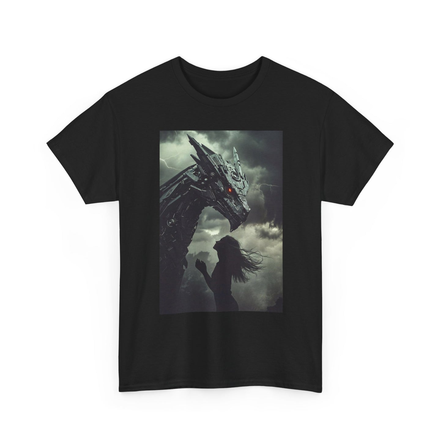 Dragon & Girl Fantasy T-Shirt — Dark Mythical Art Tee