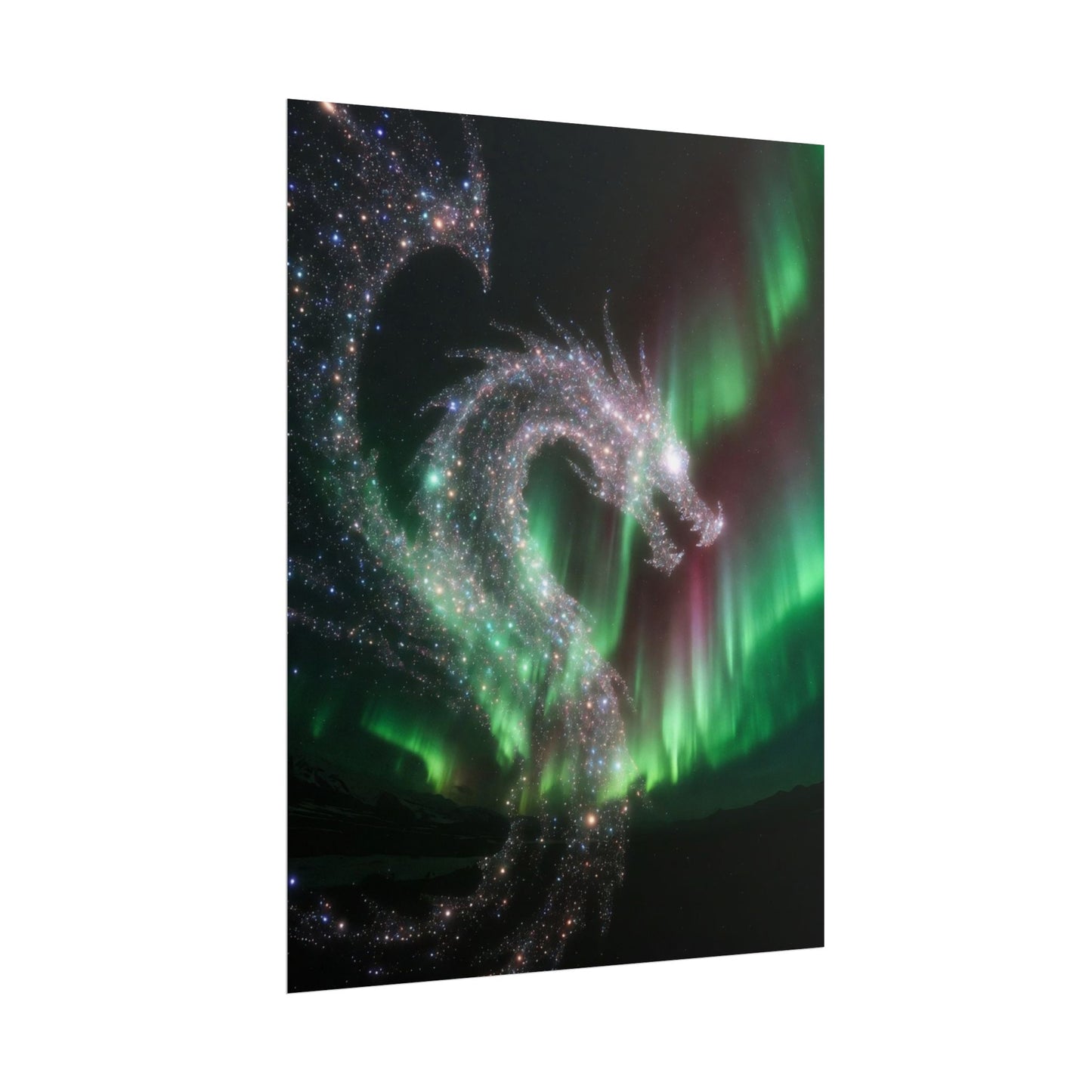 Aurora Dragon Poster — Northern Lights Fantasy Art Print