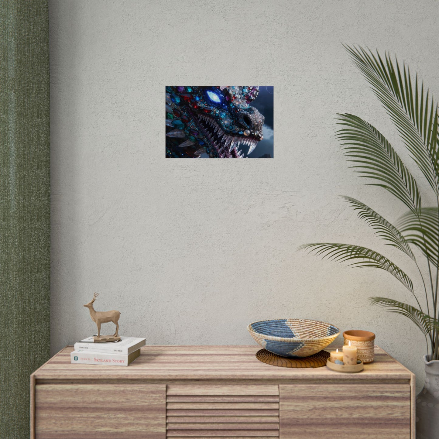 Dragon Crystal Poster — Fantasy Gem-Encrusted Dragon Wall Art (Rolled Poster)