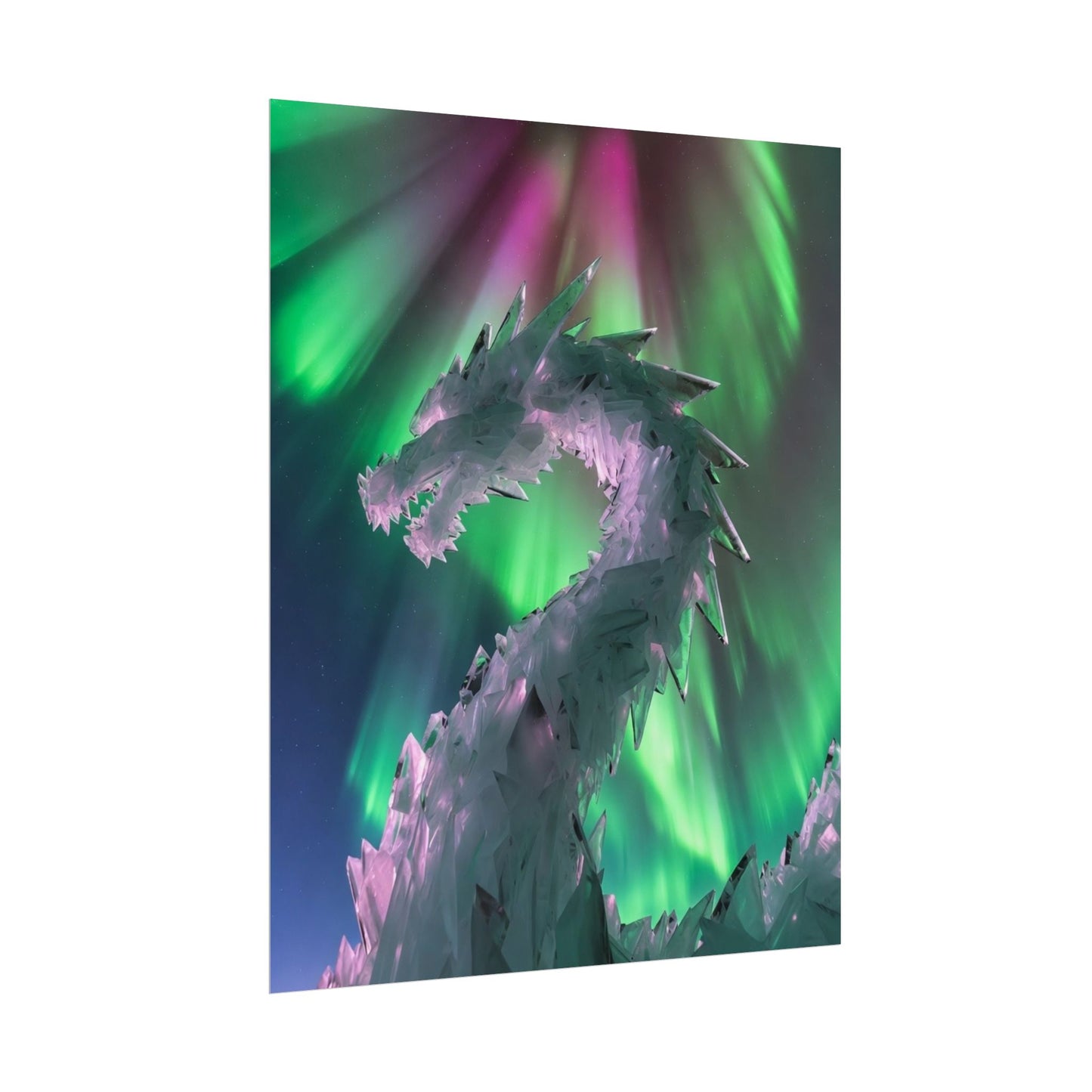 Aurora Ice Dragon Poster — Fantasy Wall Art Rolled Poster